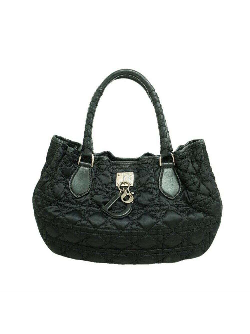 Dior Handbag Cannage Nylon Black Silver